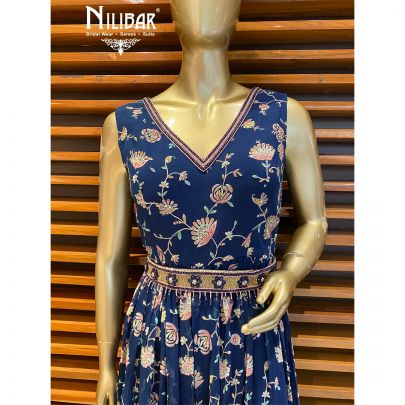 Medium Blue Georgette Jumpsuit