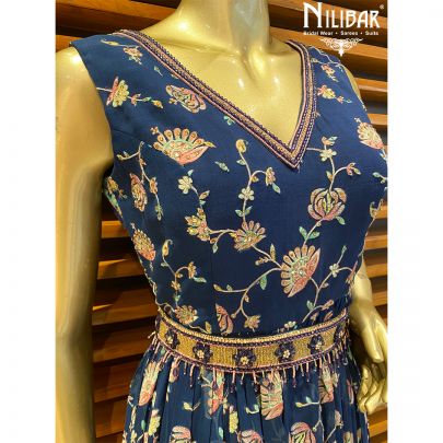Medium Blue Georgette Jumpsuit