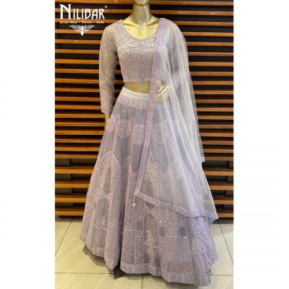Lavender Net Lehenga