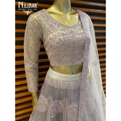 Lavender Net Lehenga