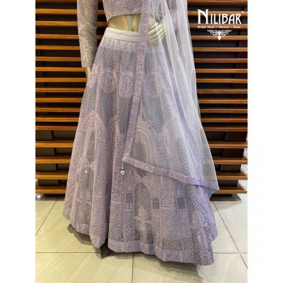 Lavender Net Lehenga