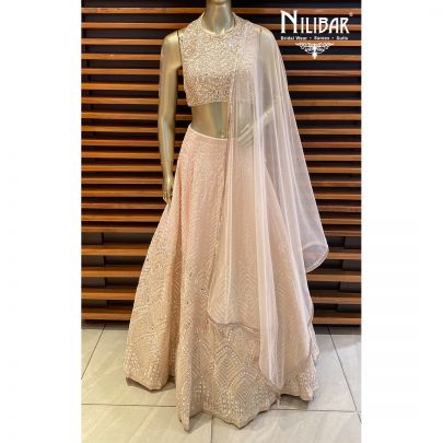 Blush Pink Georgette and Silk Lehenga