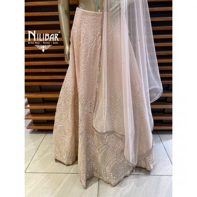 Blush Pink Georgette and Silk Lehenga