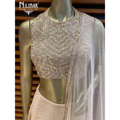Blush Pink Georgette and Silk Lehenga