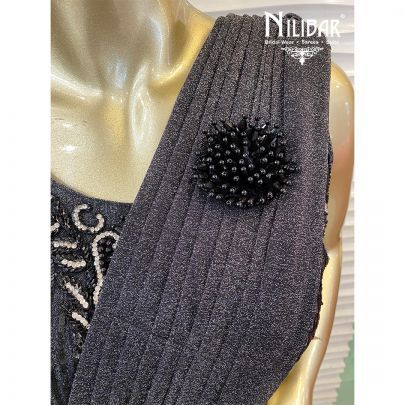 Black and Grey  Net and Lycra Draped Saree