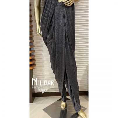 Black and Grey  Net and Lycra Draped Saree