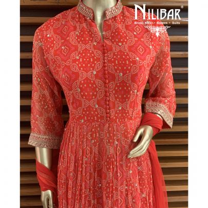 Tomato Red Georgette Sharara Suit