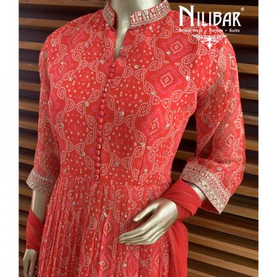 Tomato Red Georgette Sharara Suit