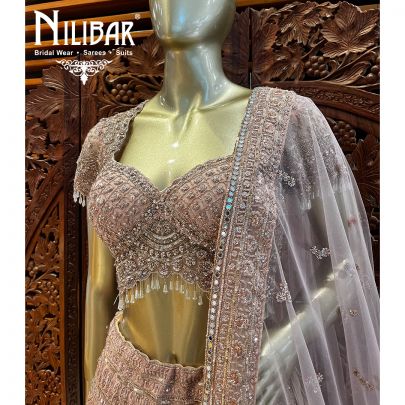 Foxy Pink Net Reception Lehenga