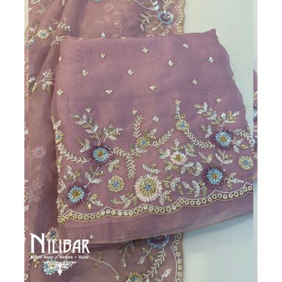 Lilac Organza Unstitched Suit's