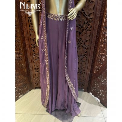 Mauve Purple Georgette Jacket Style suit