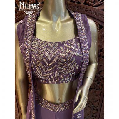 Mauve Purple Georgette Jacket Style suit