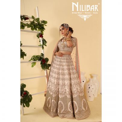 salmon pink Georgette Lehenga