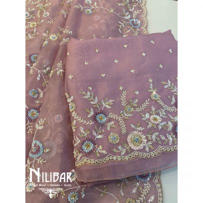 Lilac Organza Unstitched Suit's