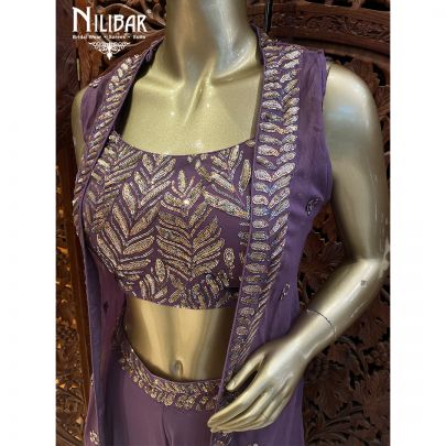 Mauve Purple Georgette Jacket Style suit