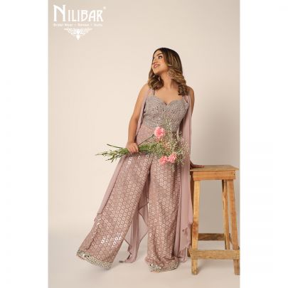 Mauve Georgette Palazzo Set