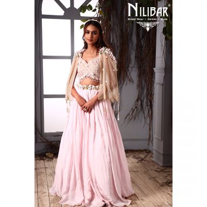 Ice Pink Georgette Lehenga