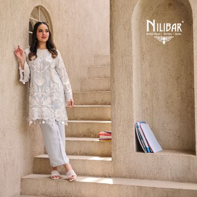 Ice Blue Organza Short Shirt Paired With Pants & Dupatta