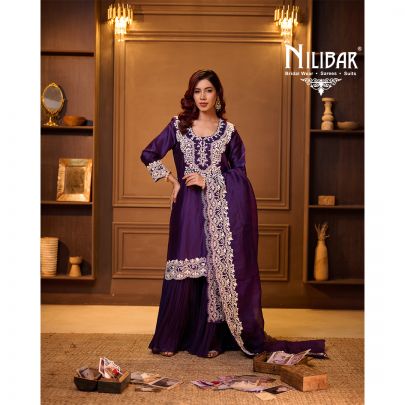 Dark Purple Flared Palazzo Set
