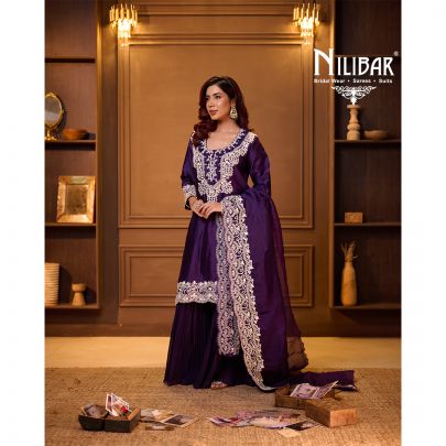 Dark Purple Flared Palazzo Set