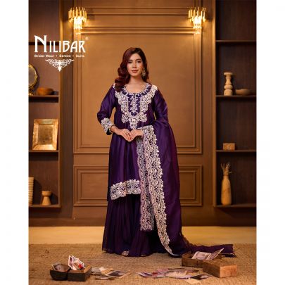Dark Purple Flared Palazzo Set