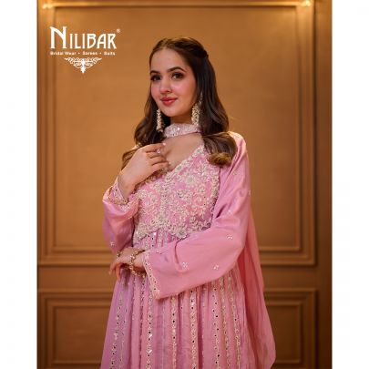 Baby Pink Chinon top Paired With Crepe Palazzo & Dupatta