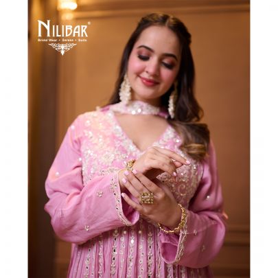 Baby Pink Chinon top Paired With Crepe Palazzo & Dupatta