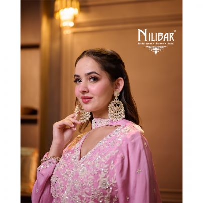 Baby Pink Chinon top Paired With Crepe Palazzo & Dupatta