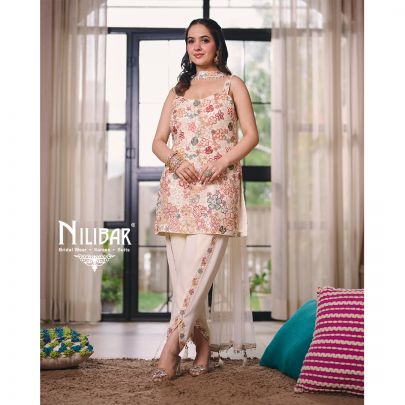 Swan White Georgette Dhoti Suit Set