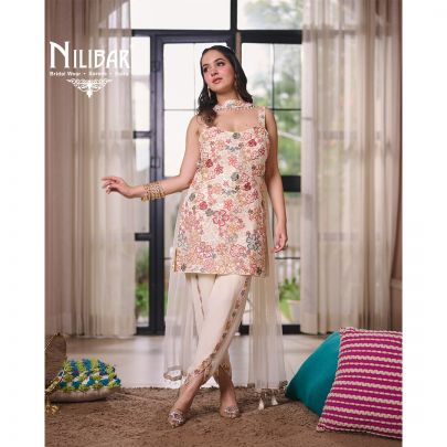 Swan White Georgette Dhoti Suit Set