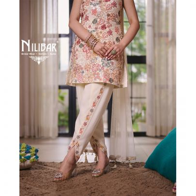 Swan White Georgette Dhoti Suit Set