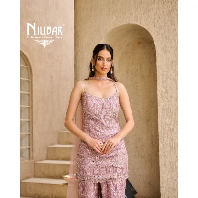 Onion Pink Soft Net Flared Pant