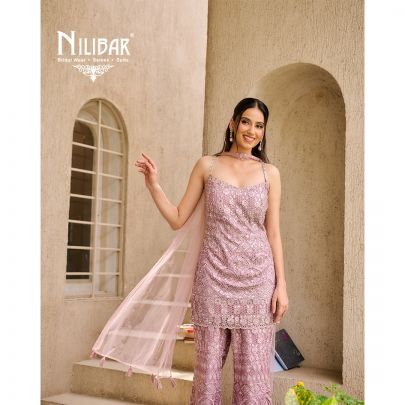 Onion Pink Soft Net Flared Pant