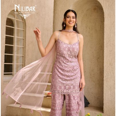 Onion Pink Soft Net Flared Pant