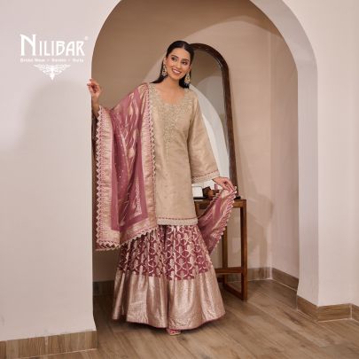 Gold & Onion Pink Flared Palazzo Suit Set