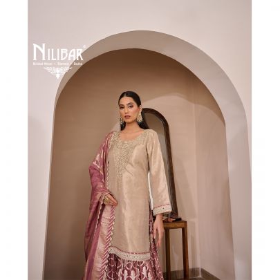 Gold & Onion Pink Flared Palazzo Suit Set
