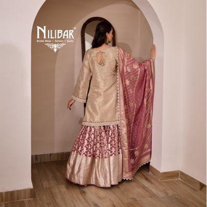 Gold & Onion Pink Flared Palazzo Suit Set