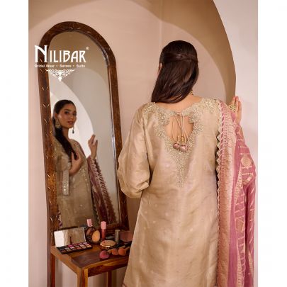 Gold & Onion Pink Flared Palazzo Suit Set