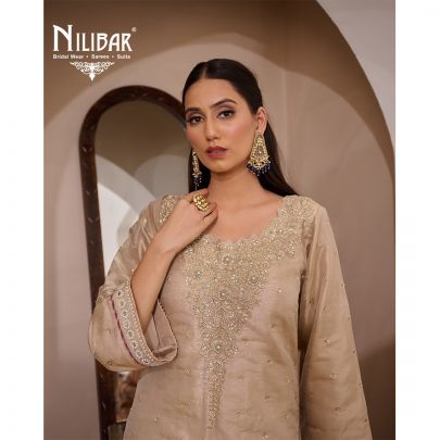 Gold & Onion Pink Flared Palazzo Suit Set