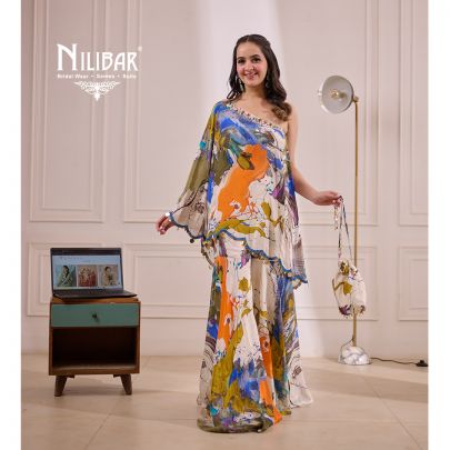 Milky White Satin Sharara Suit