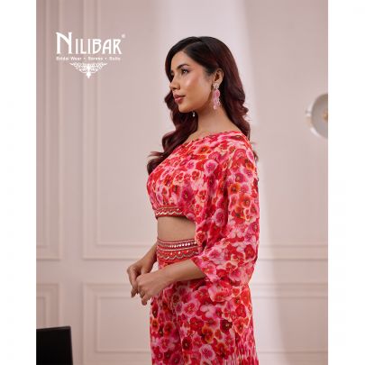Red Georgette Indo Western Suit