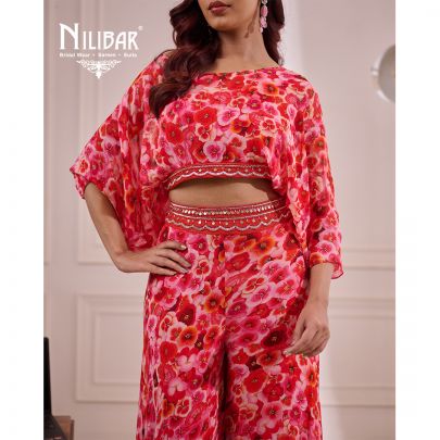 Red Georgette Indo Western Suit
