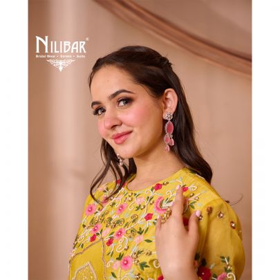Lemon Silk Shirt Paired with Pants and Net Dupatta