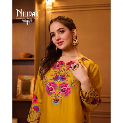 Mustard Georgette Long Shirt Paired With Palazzo