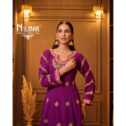 Purple Georgette Anarkali Suit Paired With Straight Salwar