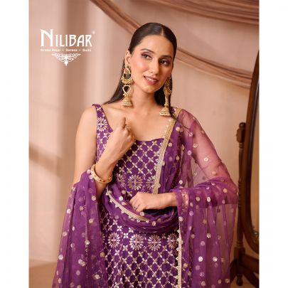 Purple Georgette Anarkali Suit Paired With Straight Salwar