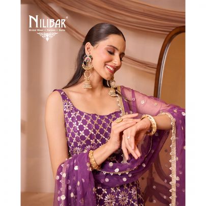 Purple Georgette Anarkali Suit Paired With Straight Salwar