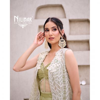 Mint Green Chinnon Crop Top Paired With Flowy Palazzo