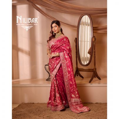 Hot Pink Banarsi Silk Saree