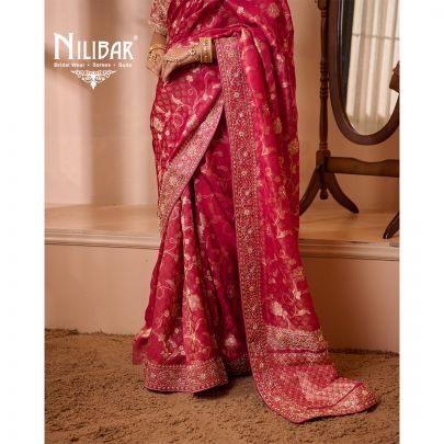 Hot Pink Banarsi Silk Saree